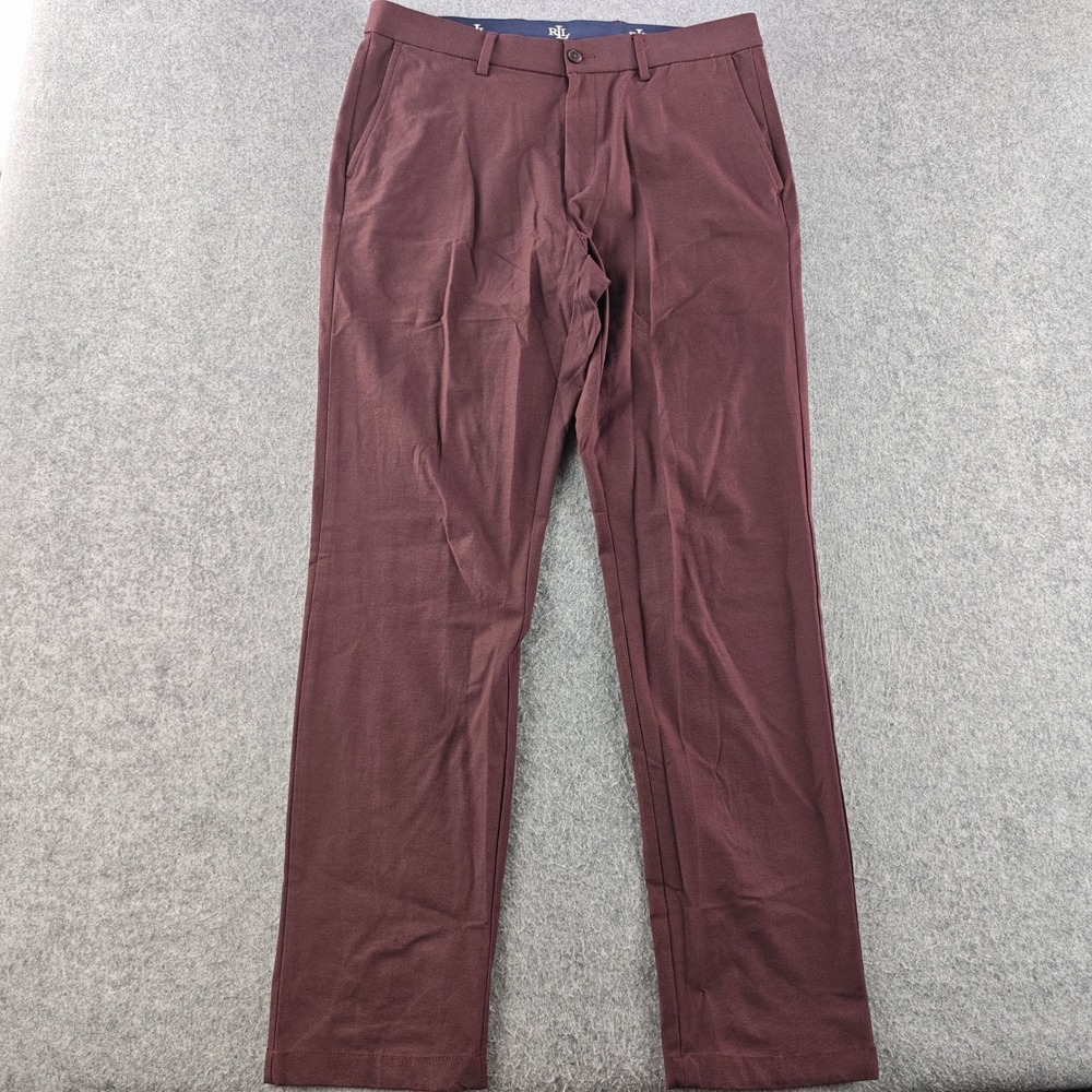 Lauren Ralph Lauren Chino Pants Mens 33x32 Burgundy Slim Fit Stretch Trousers